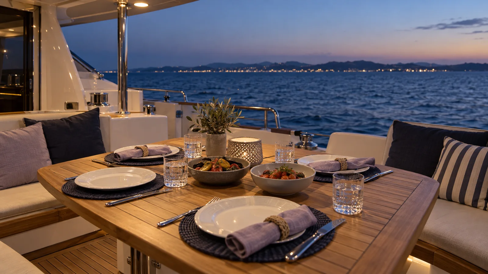 Une table privée sur un yacht à Cannes