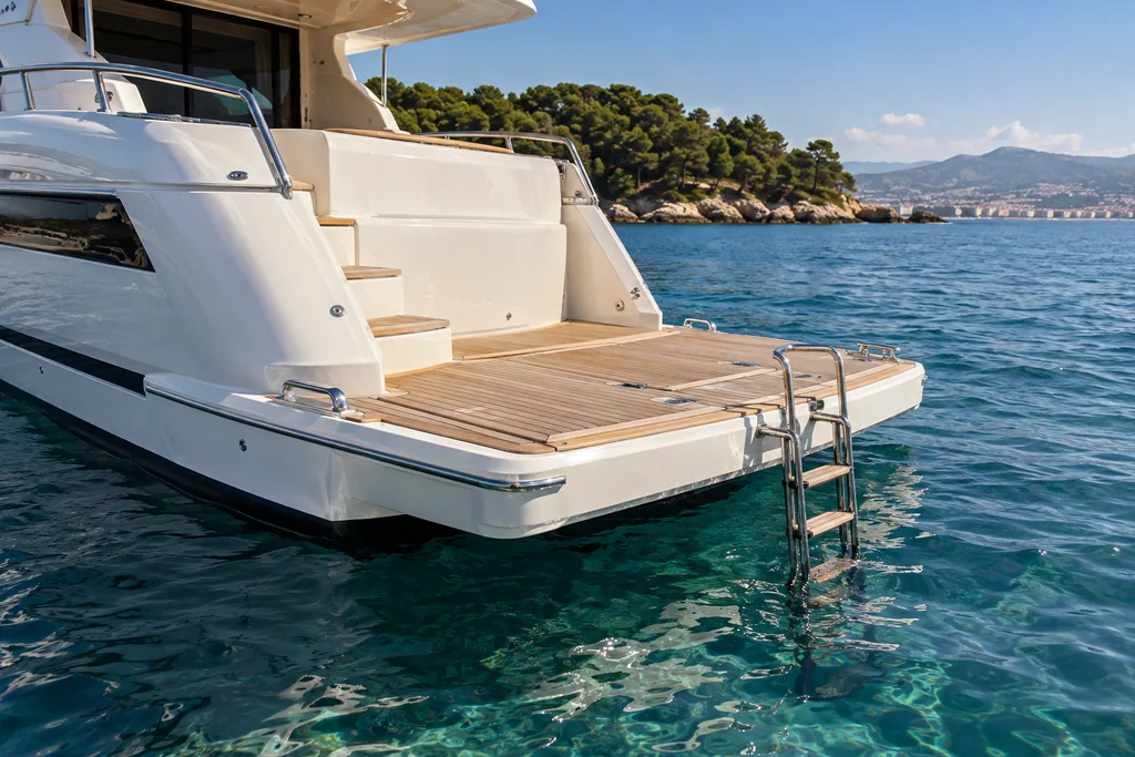 Préparer le chemin entre le yacht et l’eau