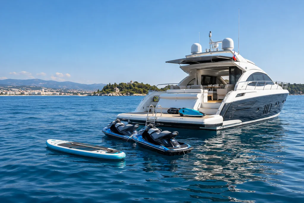 Yacht with requested water activities